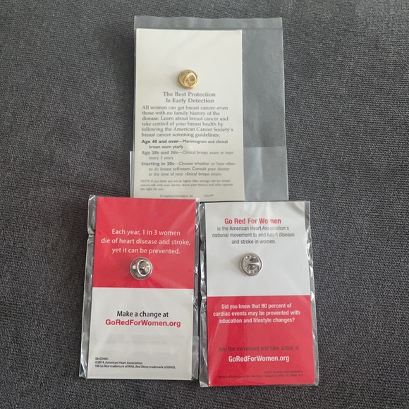 Set of American Heart and Breast Cancer Pins - Picture 3 of 3